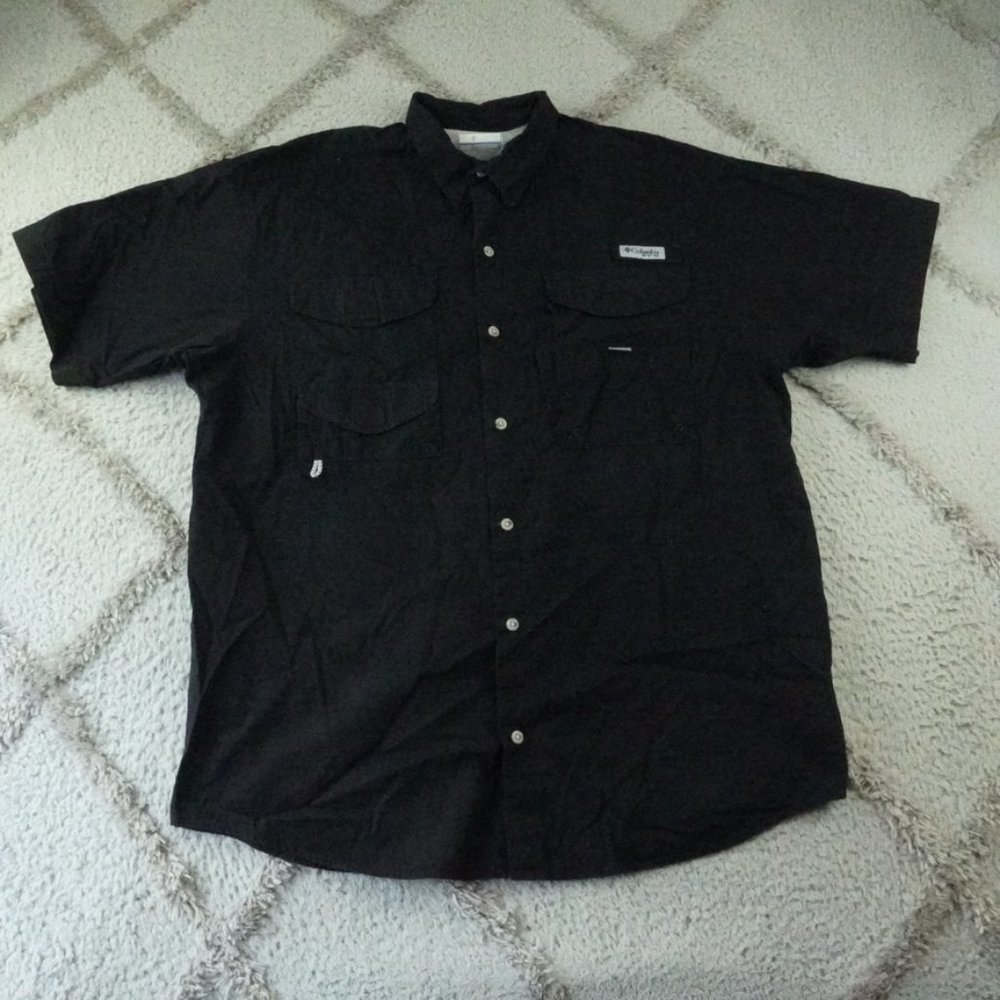 Columbia PFG Button Up Shirt Mens Adult Large Black Vented Fishing Casual Wear
